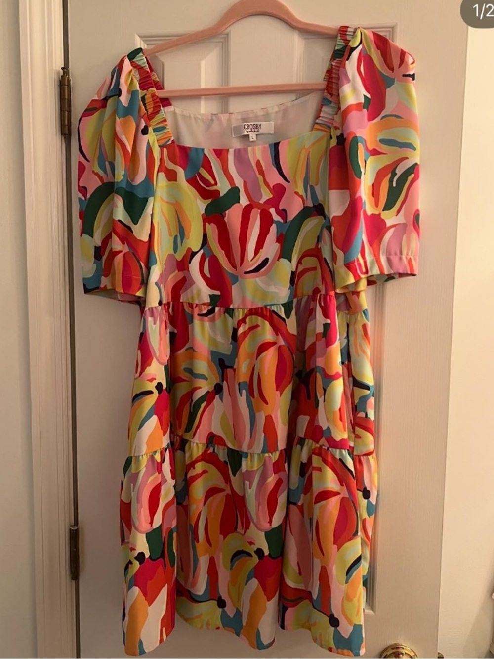 CROSBY by Mollie Burch Multicolor Abstract Print Mini Dress